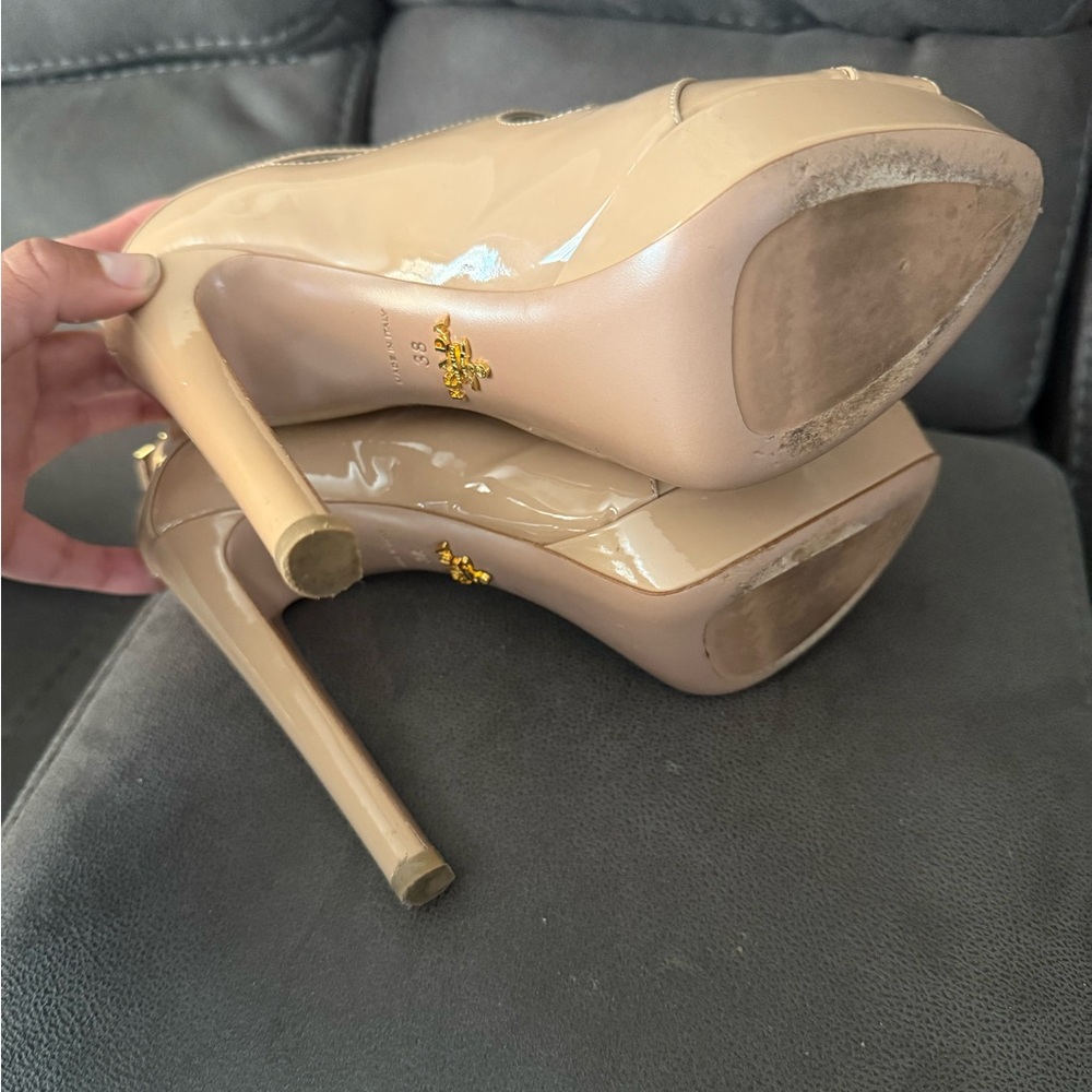 Prada Milano Peep-Toe Heels - Beige Excellent#designer#Graduation #Prom - Picture 5 of 8